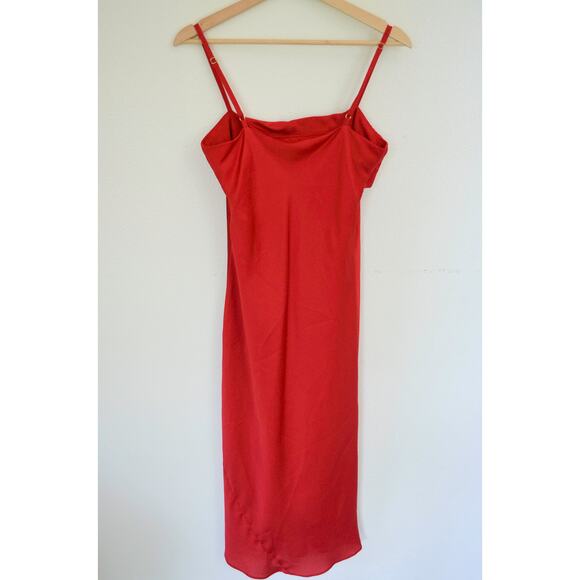 Anthropologie Hutch Satin Bow Front Slip Midi Dress In Red Size S - Picture 7 of 7
